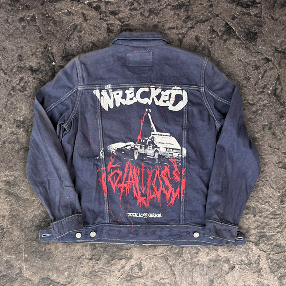 WRECKED Distressed Denim Jacket